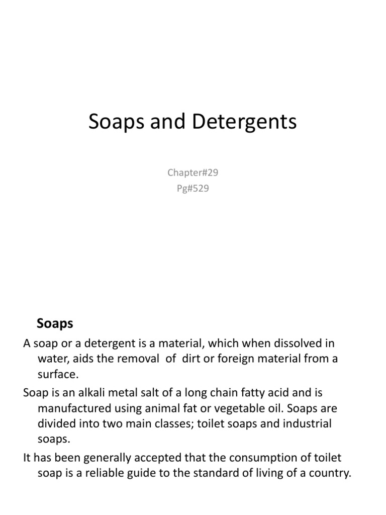 Soaps and Detergents Types, Uses, Manufacturing Processes PDF
