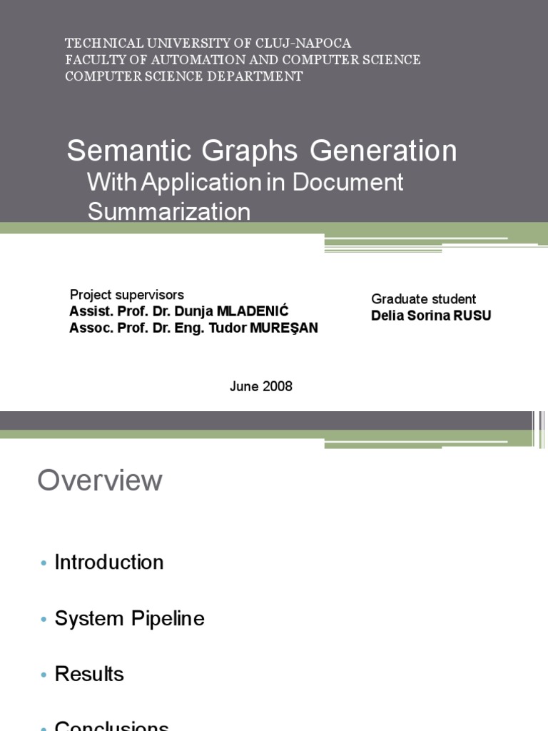 Semantic Graphs for Document Summarization | PDF | David Souter ...