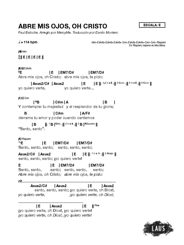 Letra de "Abre Mis Ojos, Oh Cristo" | PDF