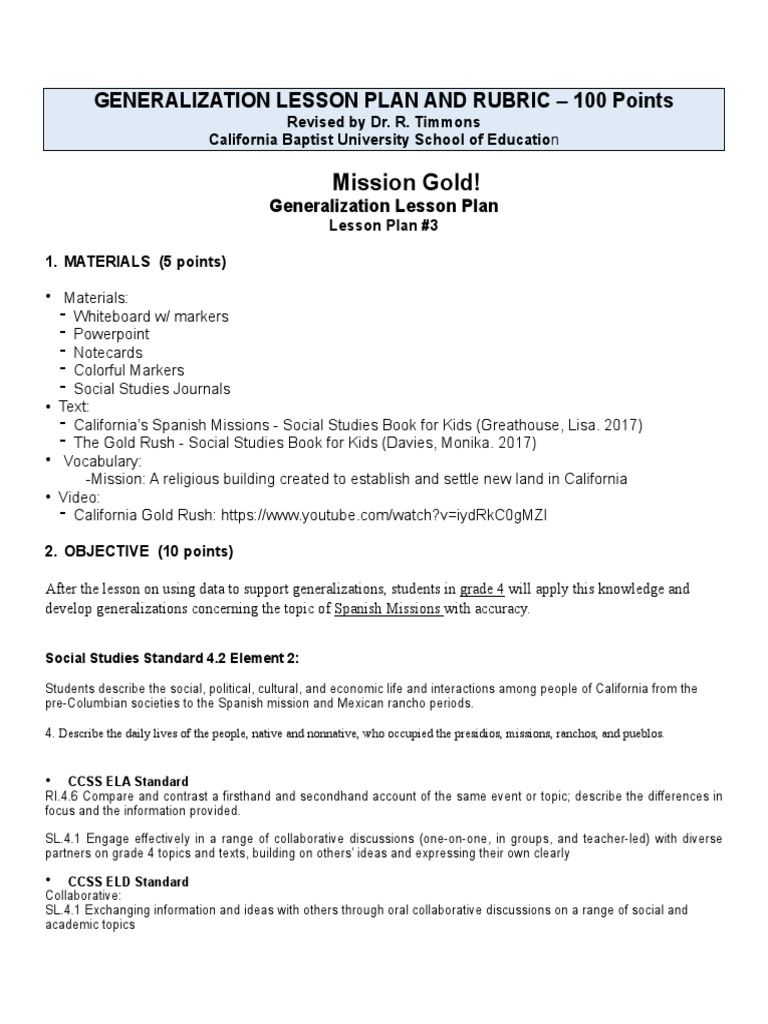 Generalization Lesson Plan 3 Reading Comprehension Reading Process