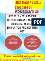 IEEE 2012 power electronics, matlab projects 2013 ( Hosur, Ban Galore, Mysore Tamilnadu Karnataka Andhra, Kerala )