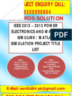 IEEE 2012 power electronics, matlab projects 2013, Simulation Projects in Bangalore