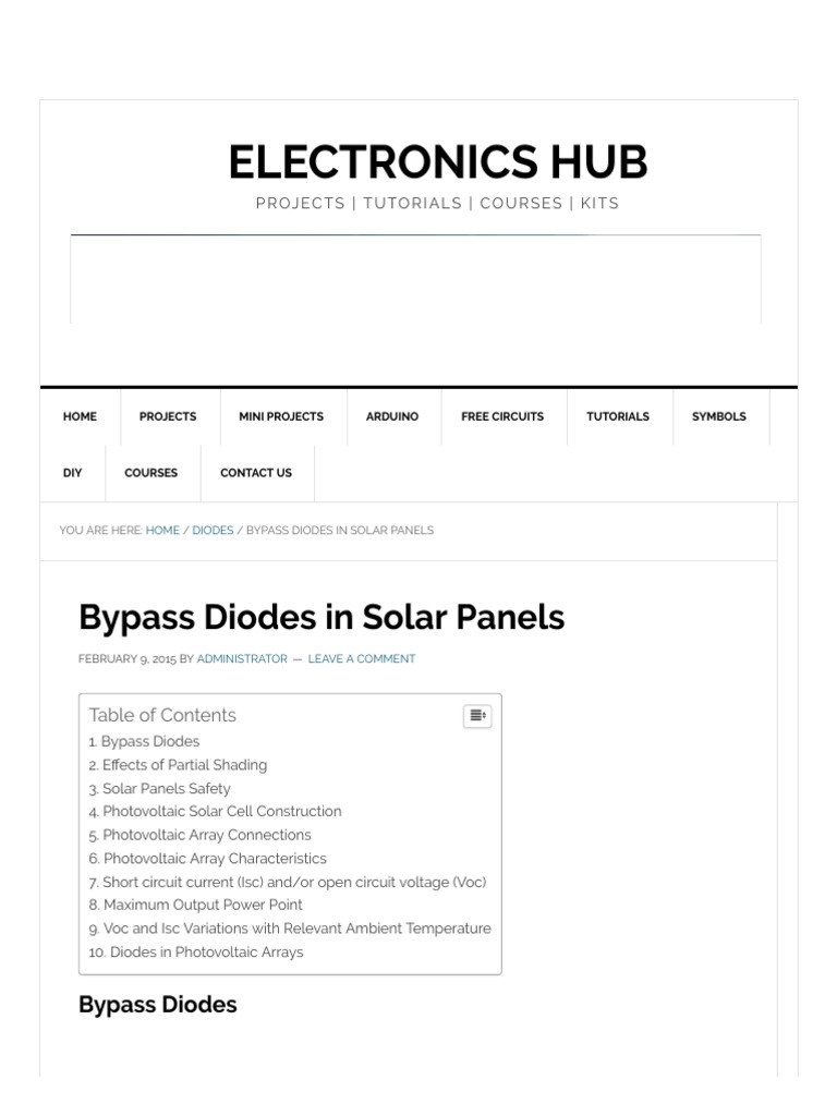 Bypass Diodes in Solar Panels Explained | PDF | Solar Panel | Photovoltaics