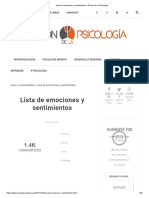 Lista de Emociones y Sentimientos Rincón de La Psicología