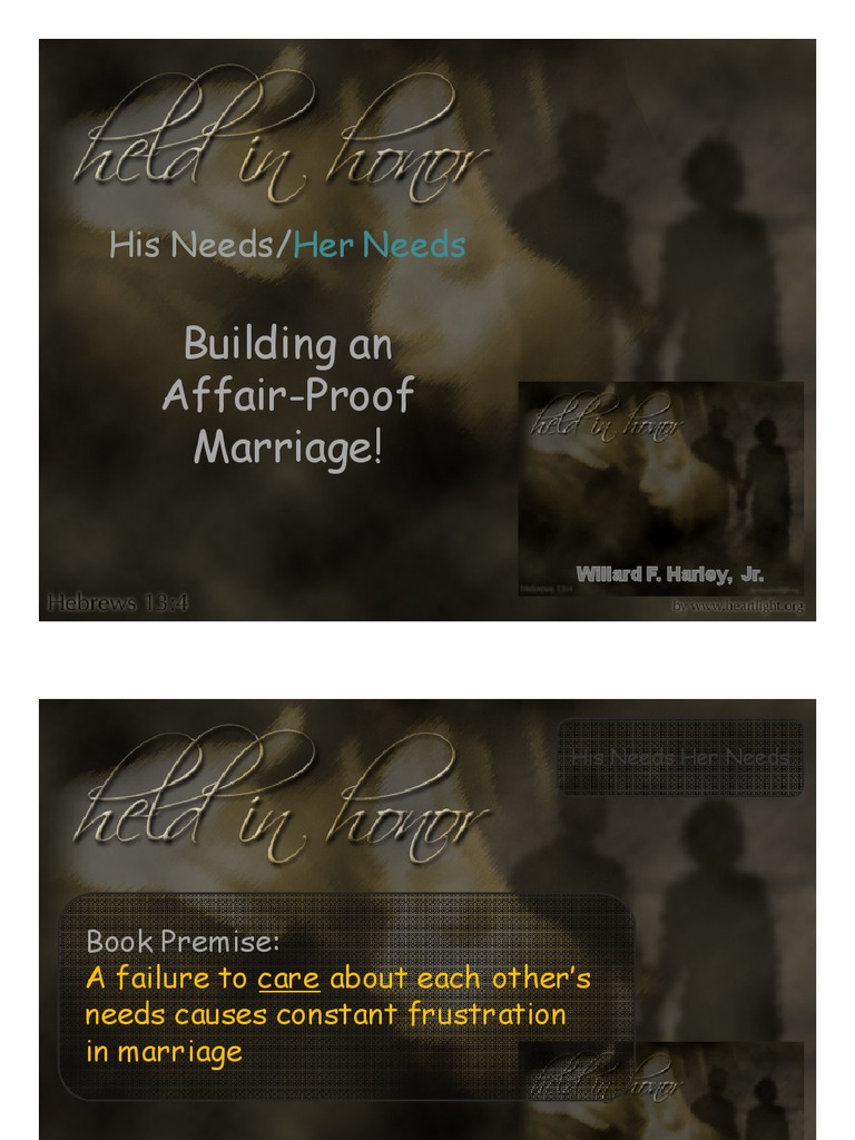 Understanding His and Her Needs PDF Wife Husband