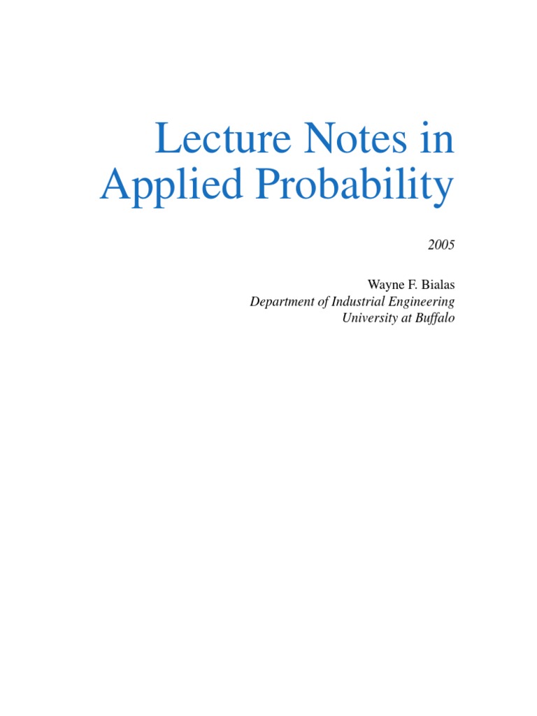 Lecture Notes in Applied Probability. Bialas | PDF | Probability ...