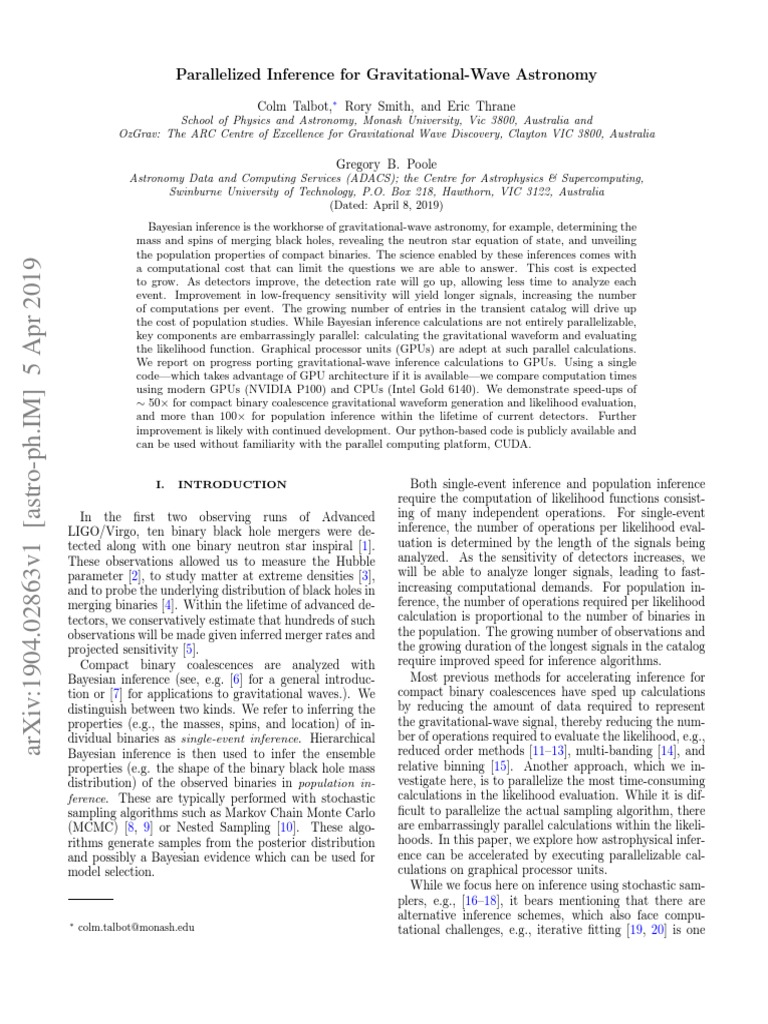 GPU Acceleration in Gravitational-Wave Inference | PDF | Graphics ...