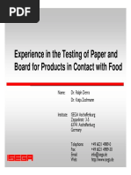 Food Contact Packaging Testing