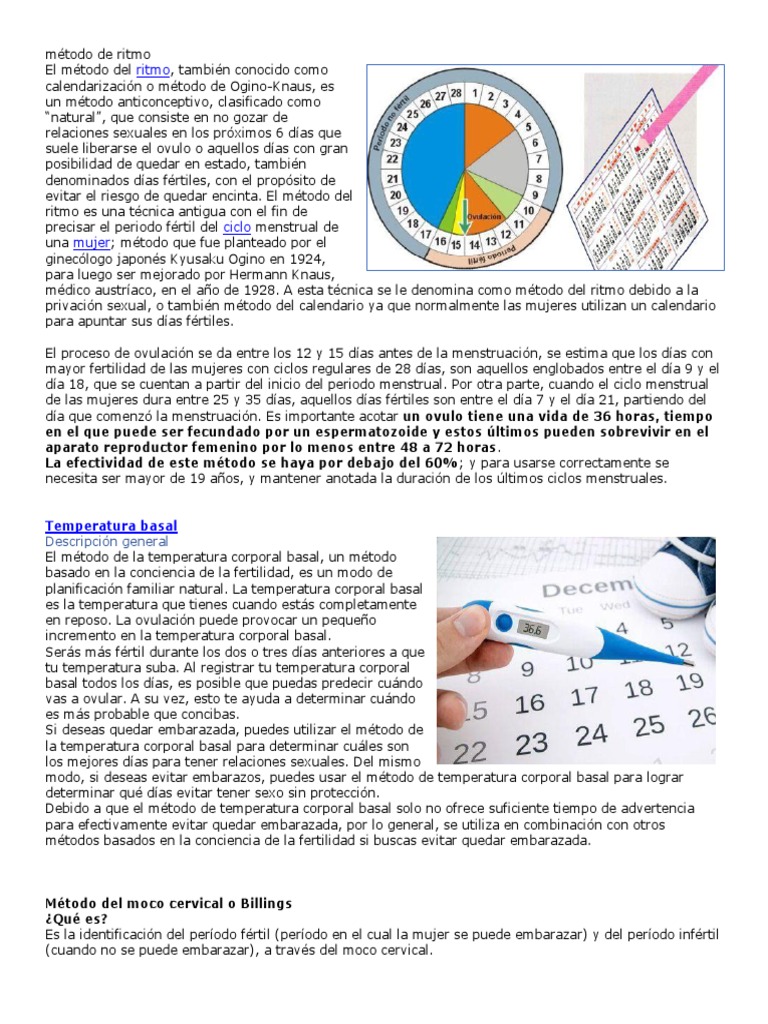 Método de Ritmo - Metodos Anticonceptivos | PDF | Condón | Control de ...