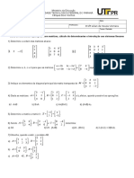 Lista1 - Matrizes - Determinantes e Sistemas Lineares