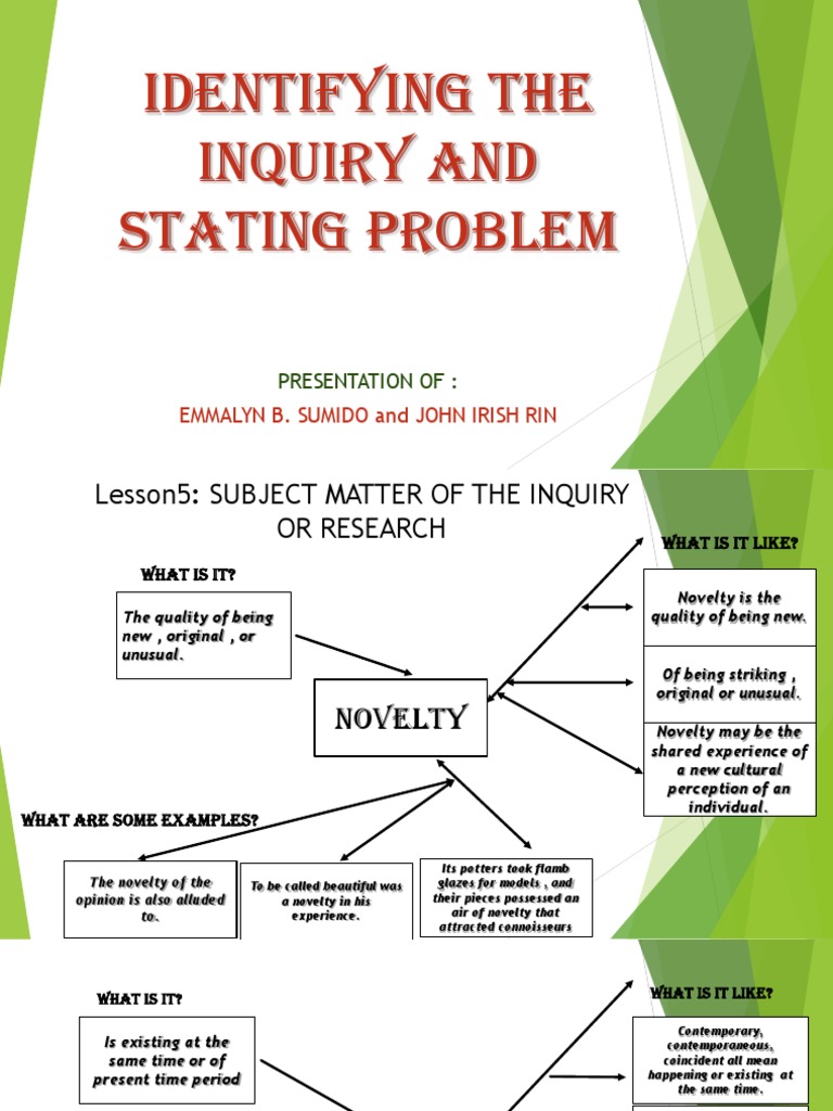 Identifying The Inquiry and Stating Problem (Emmalyn and Rin) | PDF ...