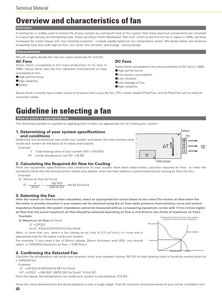 Overview and Characteristics of Fan: Technical Material | PDF | Direct ...