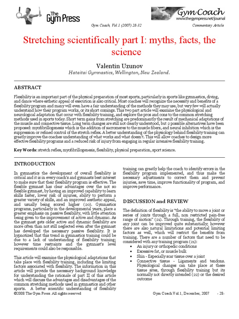 Stretching Scientifically Myths Facts The Science Part I | PDF ...