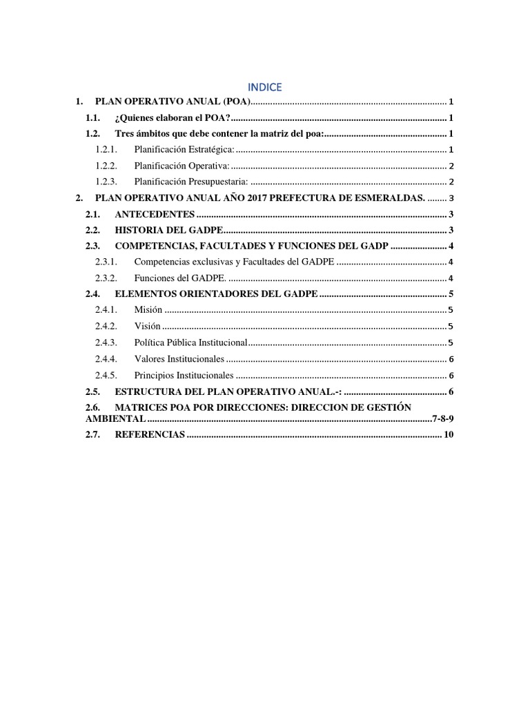 Modelo de Plan Operativo Anual (POA) | PDF | Planificación ...