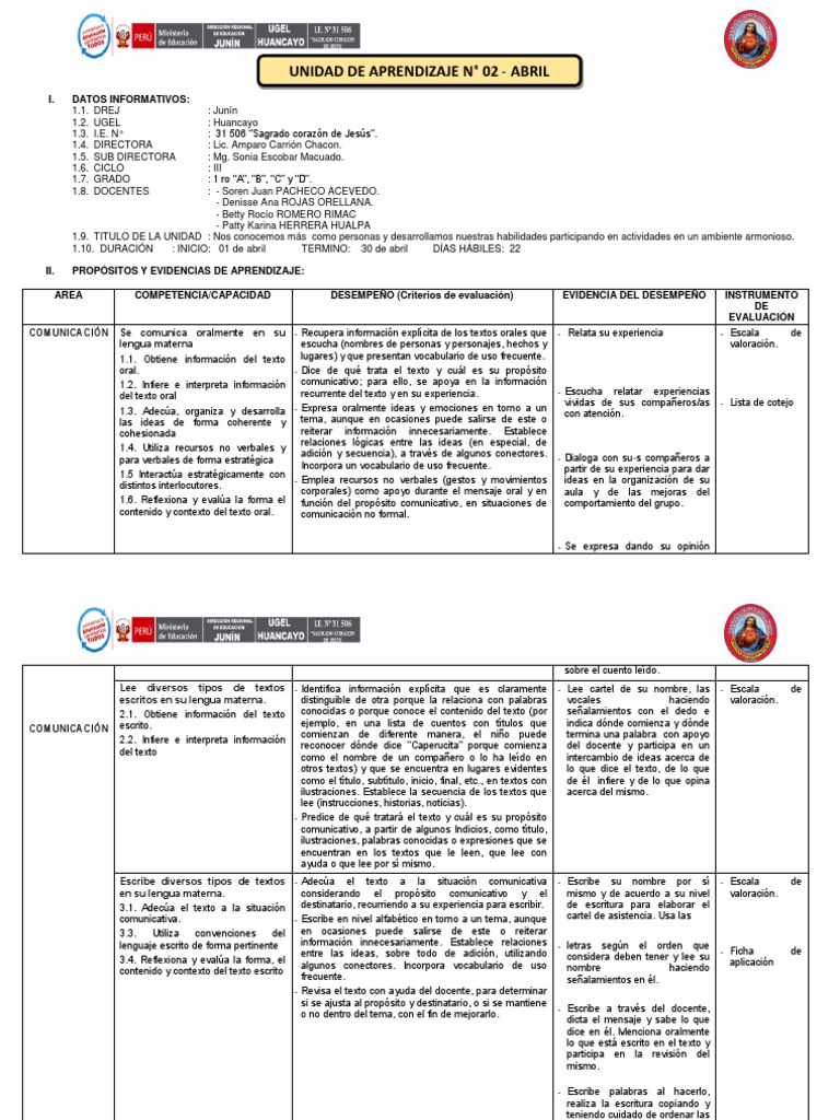 Unidad de Aprendizaje Abril 2024 | PDF | Aprendizaje | Dios