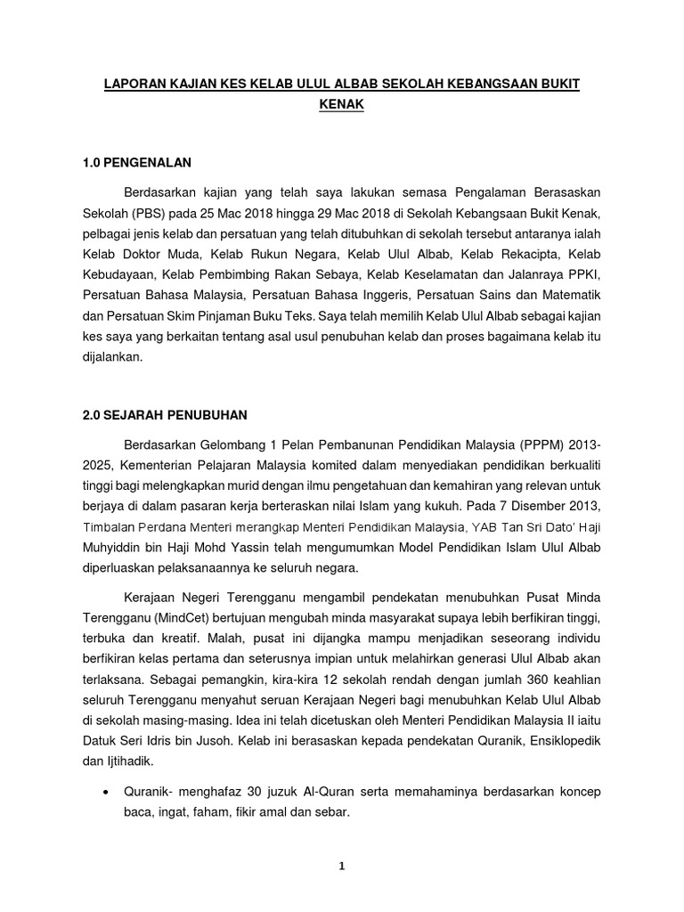 Laporan Kajian Kes Kelab Rukun Negara Sekolah Kebangsaan Bukit 