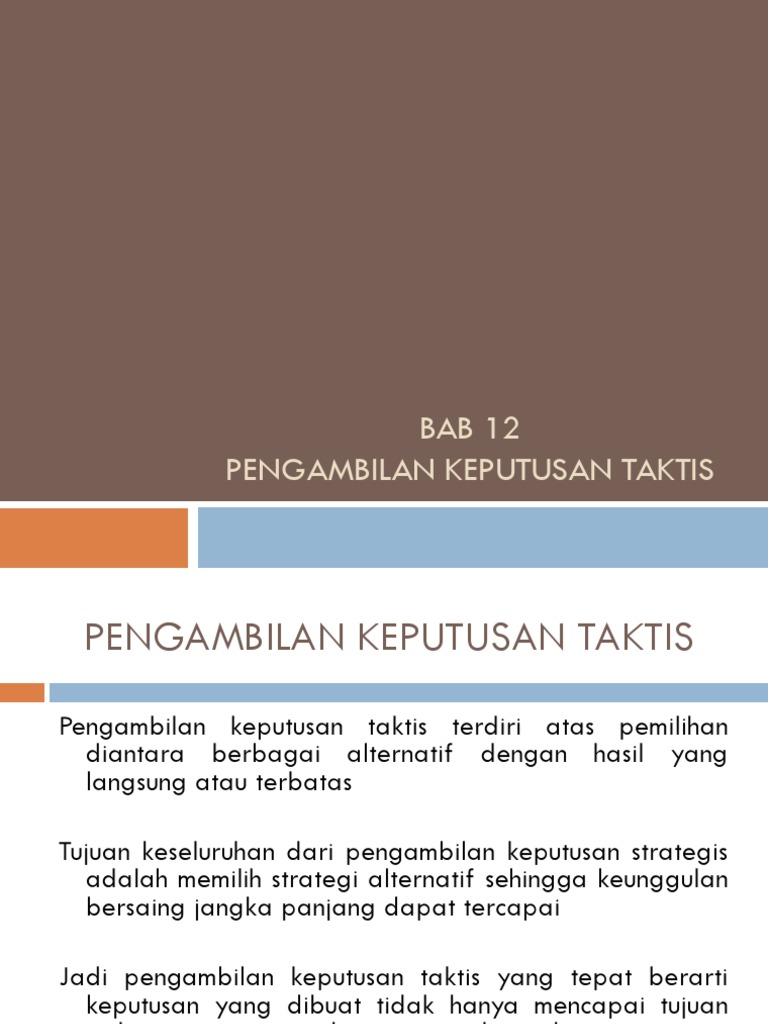 Akuntansi Manajemen Pengambilan Keputusan Taktis
