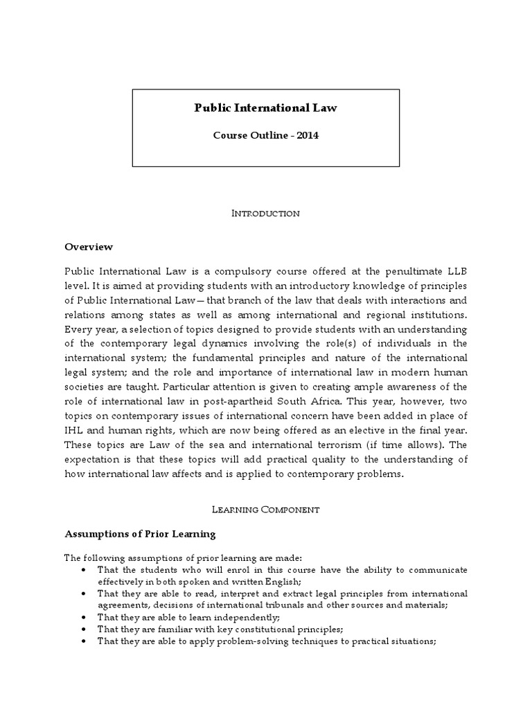 Public International Law | PDF | International Law | Lecture