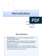 Normalization Normalization: Lalit.N.Patel Roll No.896 Mms-Ii