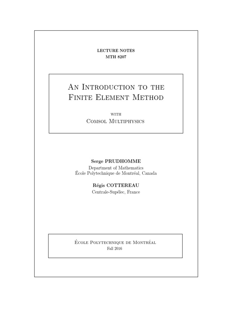 FEM Lecture Notes Overview | PDF | Finite Element Method | Partial ...