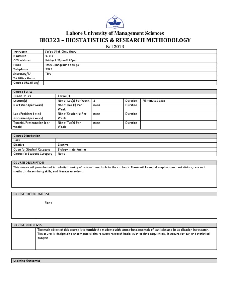 Biostatistics & Research Methodology Course | PDF | Analysis Of ...