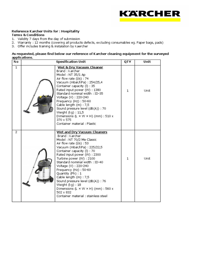 Reference Karcher Units For | PDF | Vacuum Cleaner | Steam