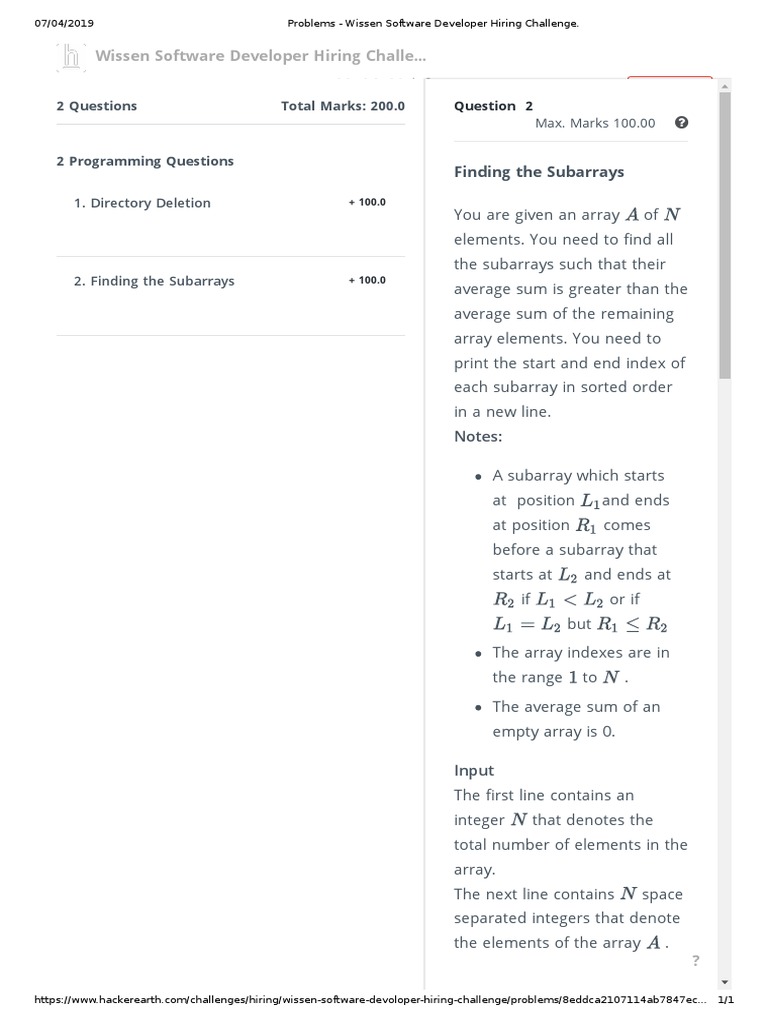 Wissen Software Developer Challenge Questions | PDF | Array Data ...