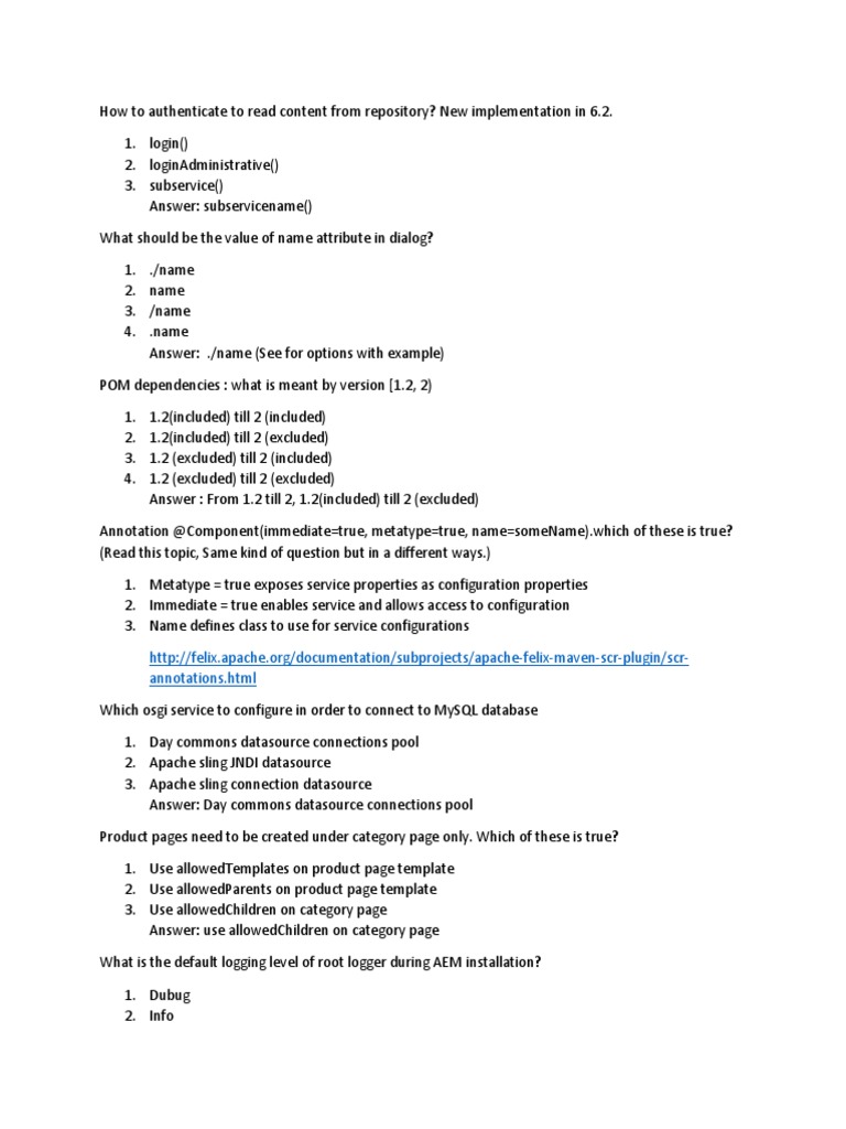 AEM Certification Questions PDF Apache Http Server Java Server Pages