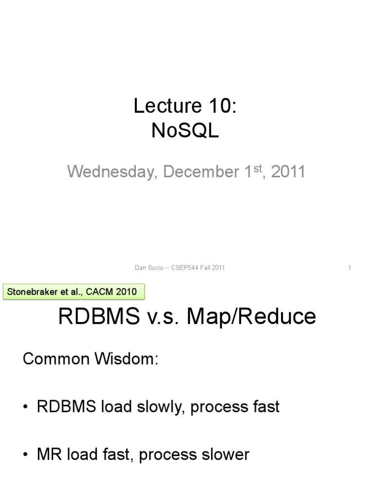 Lecture10 Nosql PDF | PDF | No Sql | Scalability