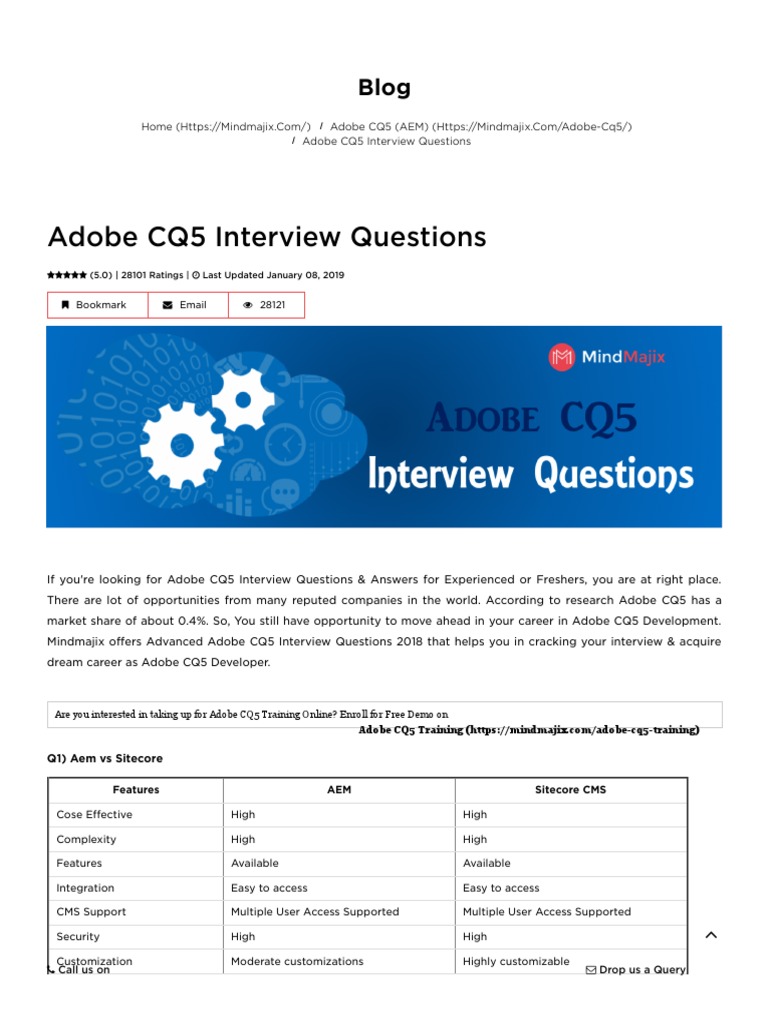 The Best Adobe CQ5 Interview Questions (UPDATED) 2019 PDF