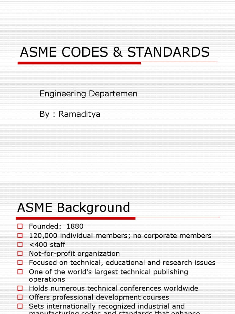 Asme Codes & Standards: Engineering Departemen By: Ramaditya | PDF ...