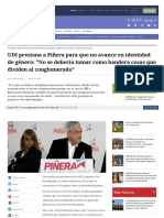 2018-03-27 UDI Presiona A Piñera para Que No Avance en Identidad de Género. No Se Debería Tomar Como Bandera Cosas Que Dividen Al Conglomerado
