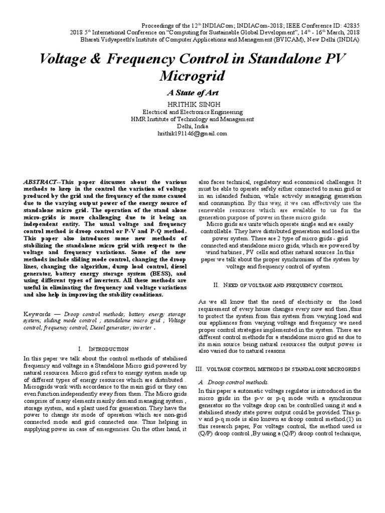 Research Paper On Standalone PV Microgrid | PDF | Electrical Grid ...