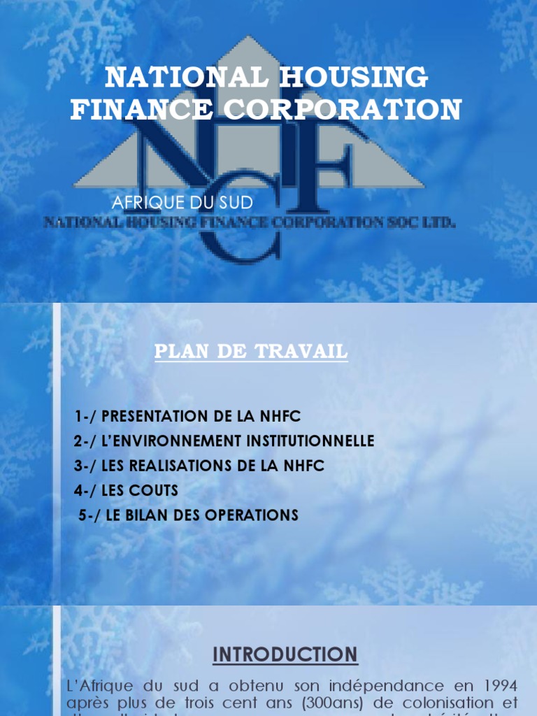 National Housing Finance Corporation | PDF | Logement | Afrique du Sud