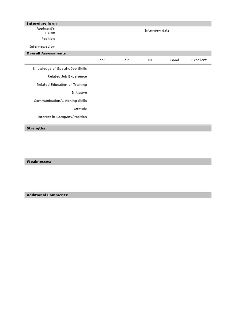 Interview Form | PDF