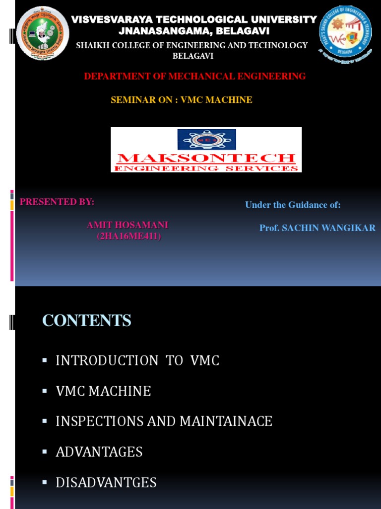 VMC Machine Seminar Overview | PDF | Technology & Engineering