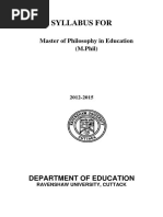 Syllabus For: Master of Philosophy in Education (M.Phil)