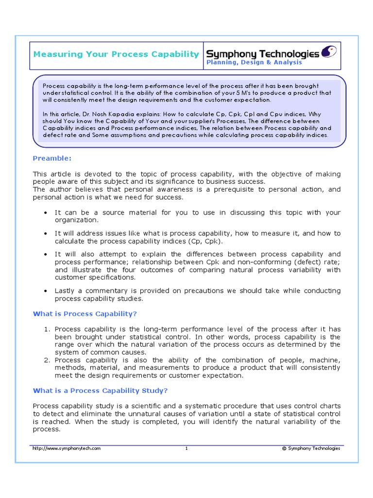 Measuring Your Process Capability: Preamble | PDF