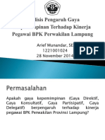 Analisis Pengaruh Gaya Kepemimpinan Terhadap Kinerja Pegawai BPK