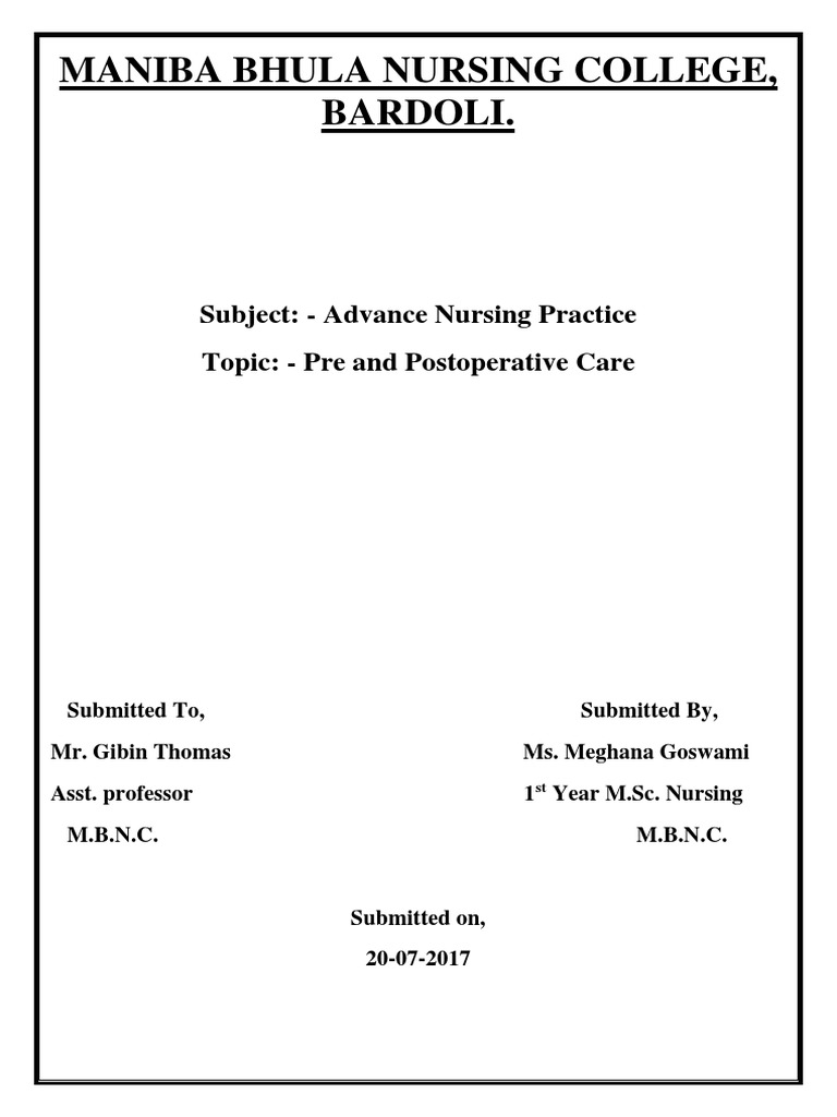 Pre and Postoperative Nursing Care Guide | PDF | Surgery | Perioperative
