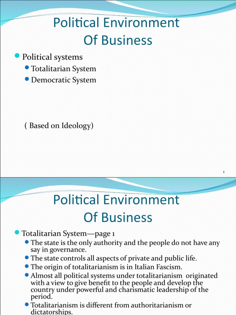 Political Environment in Business Systems | PDF | Socialism | Capitalism