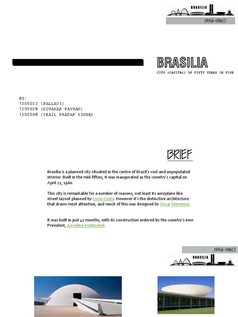 BRASILIA CITY Brazil City Planning Con PDF PDF