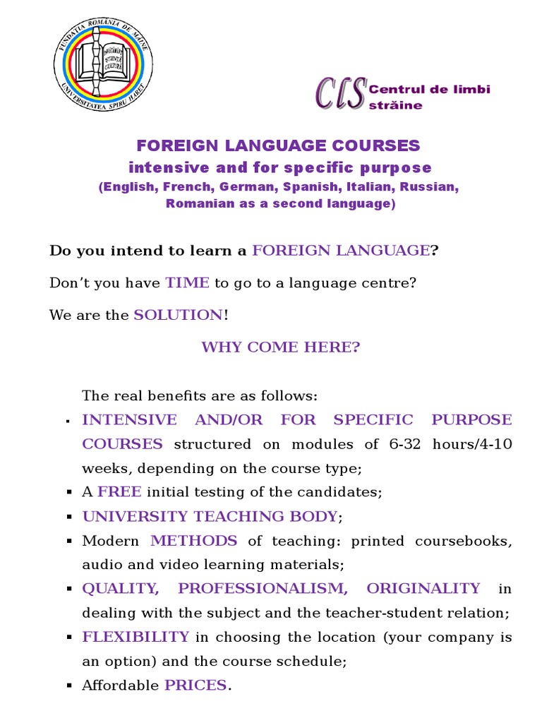Intensive Foreign Language Courses | PDF | Cognition | Communication
