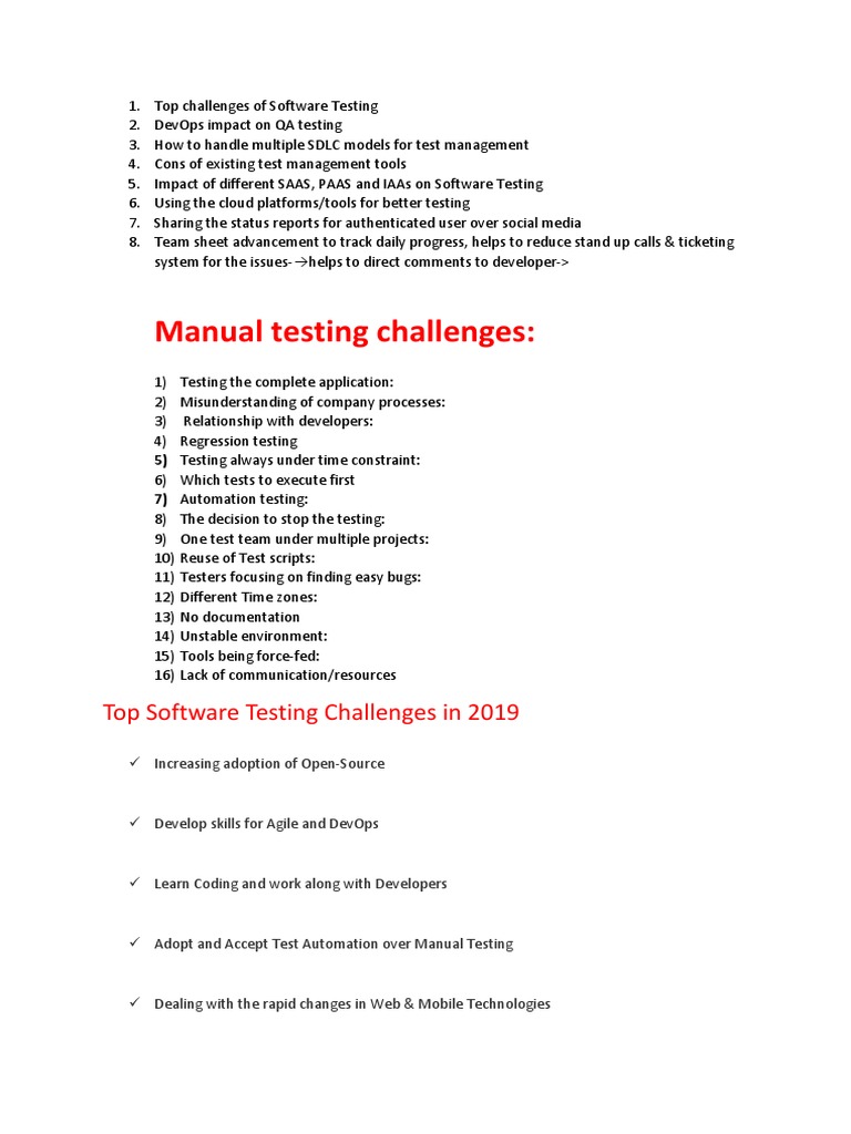 Top Challenges of Software Testing | PDF | Software Testing | Agile