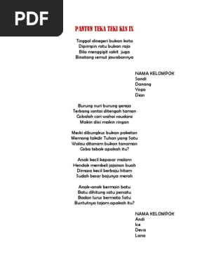Pantun Teka Teki Kls Ix Docx