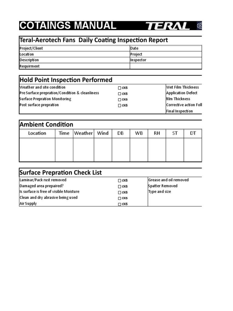 Daily Coating Inspection Report | PDF | Paint | Industrial Processes