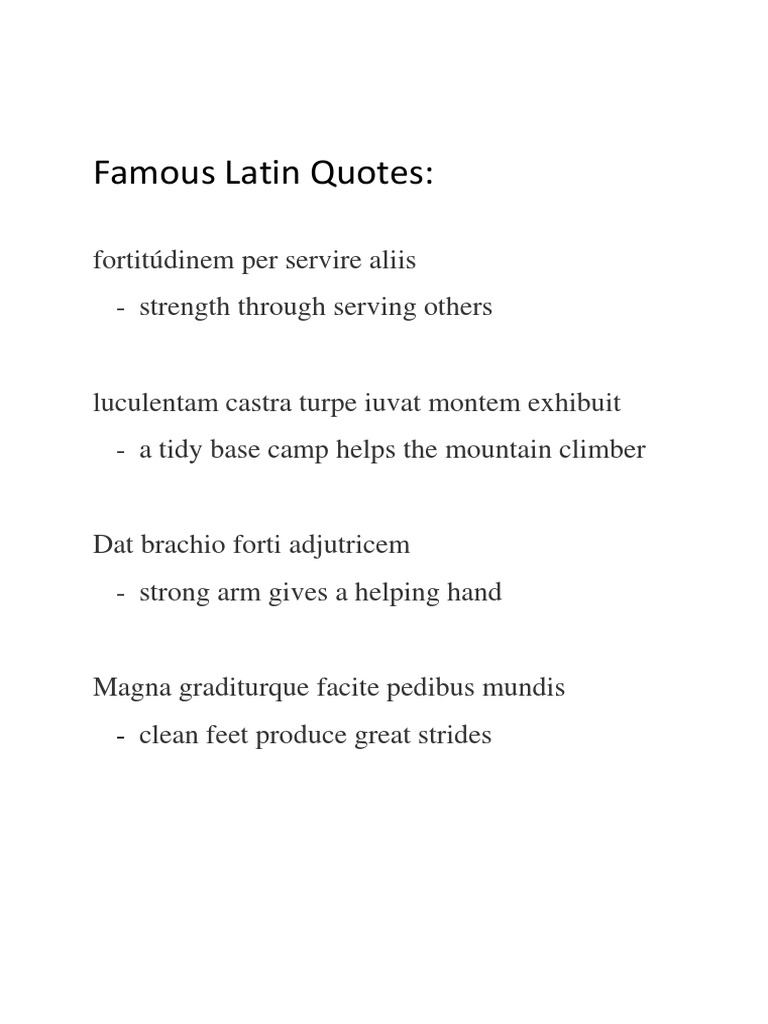 Latin Phrases About Strength Famous Latin Quotes | Pdf | Adventure Travel | Mountains