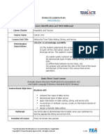 Lesson Plan-Setting The Tone-Table Setting, Dining and Service