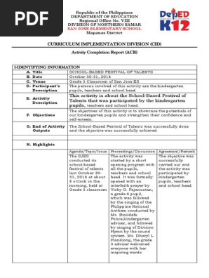 Acr Festival Of Talents Pdf Kindergarten Behavior Modification