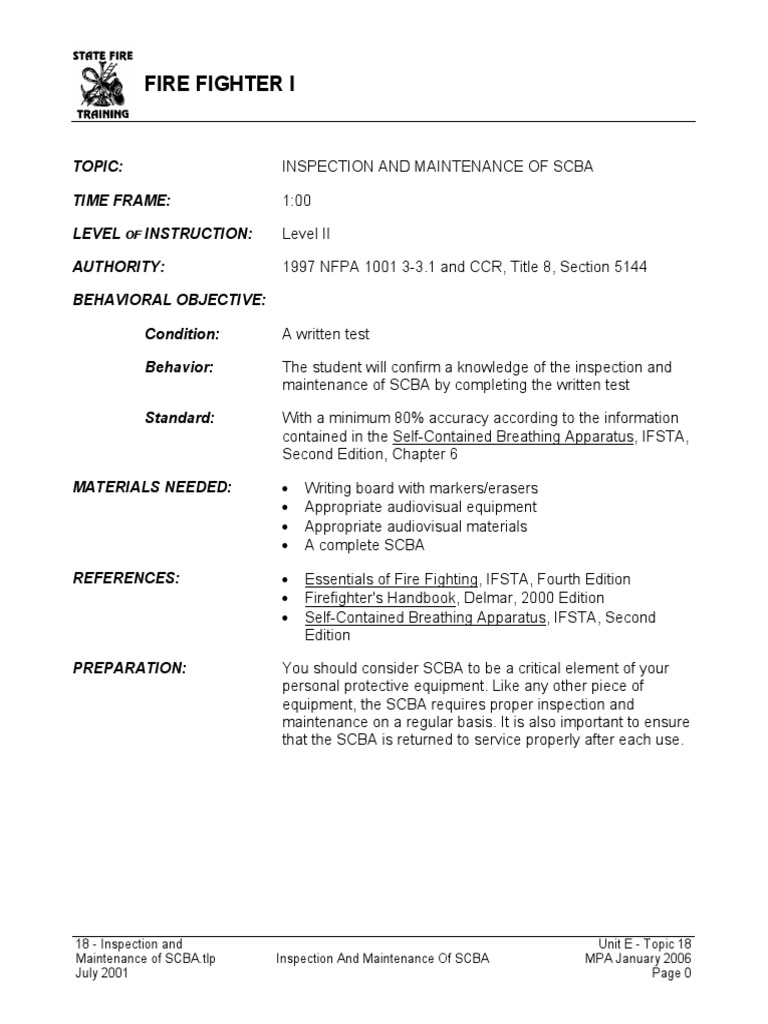SCBA Inspection and Maintenance Guide | PDF | Safety | Equipment